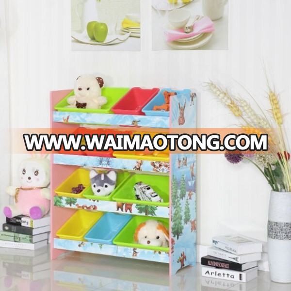 Wholesale kids cartoon wooden toy storage